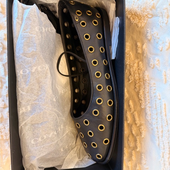 Coach Black Flats with Gold Accents - Picture 7 of 9